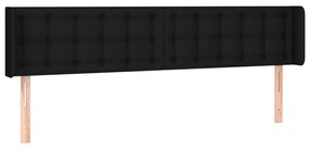 3119226 vidaXL Tăblie de pat cu aripioare negru 203x16x78/88 cm textil
