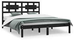 3107377 vidaXL Cadru de pat, negru, 200x200 cm, lemn masiv de pin