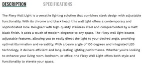 Aplica LED flexibila stil minimalist Flexy negru/crom