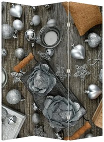 Paravan - Decorațiuni argintii de Crăciun (126x170 cm)