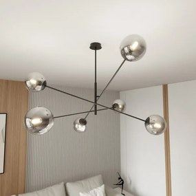 Lustră pe tijă LINEAR 6xE14/10W/230V negru/gri