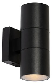 Aplica de perete exterioară modernă neagră cu 2 lumini AR70 IP44 - Duo
