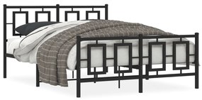 374259 vidaXL Cadru pat metalic cu tăblie de cap/picioare, negru, 140x190 cm