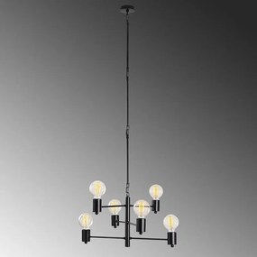 Lampa suspendata Elefant 892OPV1769, 6 becuri, Metal, 146 cm, Negru