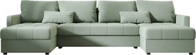 OFERTA Canapea extensibila in U VENORIA 285x146 cm, verde deschis + 2 pernite GRATUIT Rangul II