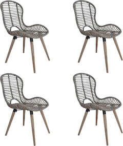 vidaXL Scaune de bucătărie, 4 buc., maro, ratan natural