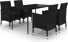 vidaXL Set mobilier de grădină cu perne 5 piese poliratan & sticlă