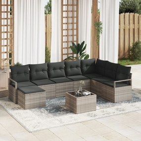 vidaXL Set de canapele pentru grădină 8 pcs Gri deschis Rattan poli