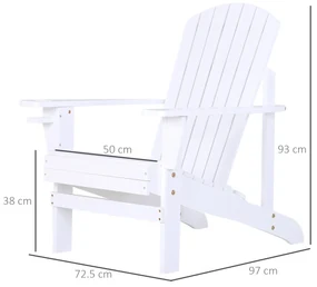 Outsunny Scaun de Gradina Adirondack din Lemn Alb 97x72.5x93cm