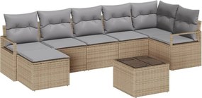vidaXL Set de canapea cu pernă 8 pcs Bej poliratan