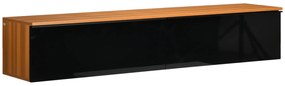 Dulap de perete HOMCOM pentru televizor cu design lucios si dulapuri inchise, PAL, 160x35x30 cm, maro si negru | Aosom RO