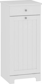 HOMCOM Dulap de baie cu coș rabatabil pentru rufe murdare Mobilier pentru rufe murdare cu sacoșă textilă pliabilă și sertar Alb 40x38x90 cm | Aosom Romania