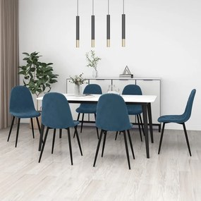 vidaXL Scaune de sufragerie, 6 buc, albastru, catifea