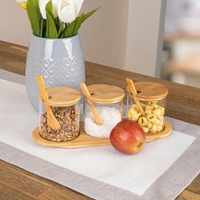 Set de doze de sticlă 4Home cu suport și lingurițe, Bamboo, 310 ml