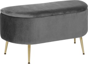 Bancă cu spațiu de depozitare Solaro catifea gri