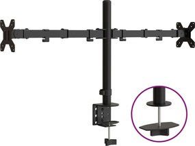 vidaXL Suport de perete pentru monitor dublu VESA 75/100 mm negru oțel