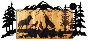 Accesoriu decorativ de perete din lemn Wolves