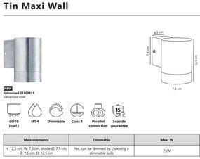Aplica de perete exterior IP54 Tin Maxi Galvanized