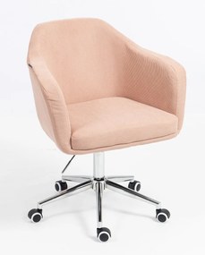 HR832K Scaun Catifea Reiată Premium culoare Roz prăfuit Litchi cu Bază Cromata