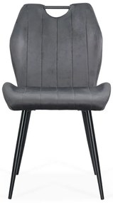 Scaun living gri din catifea cu cadru metalic si spatar ergonomic BUC 204