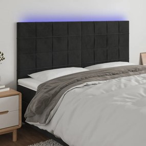 Tablie de pat cu LED, negru, 160x5x118 128 cm, catifea 1, Negru, 160 x 5 x 118 128 cm