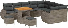vidaXL Set de canapele pentru grădină 12 pcs Gri poliratan