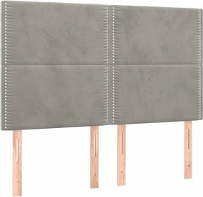 vidaXL Tăblie de pat gri deschis 144x5x118/128 cm catifea