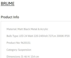 Pendul LED stil modern decorativ BRUME D-46cm