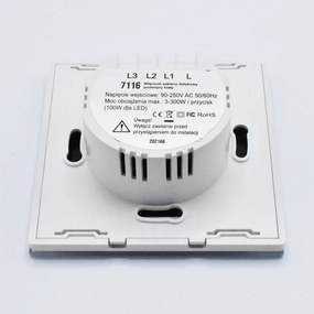 Intrerupator Touch Dublu, sticla securizata, IP45, alb, Smart House, Masterled