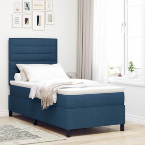 vidaXL Pat cu arcuri box cu saltea albastră 90x200 cm țesătură