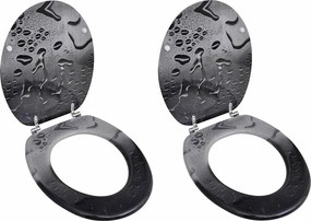 vidaXL Capace WC, 2 buc., MDF, model picături de apă