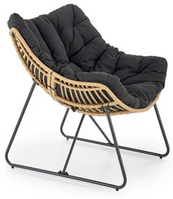 Fotoliu tapitat Whisper natur/negru - H90 cm
