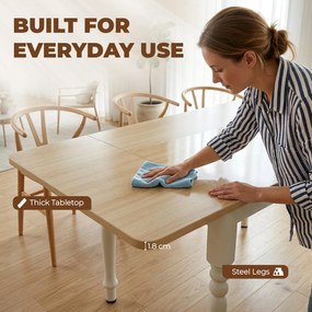 HOMCOM Masă Pliabilă pentru 2-6 Persoane, Extensibilă, Efect de Lemn, Finisaj Natural | Aosom Romania