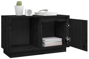 Comoda TV, negru, 74x35x44 cm, lemn masiv de pin 1, Negru