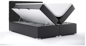 Pat matrimonial Boxspring 180 cm Clady (Negru piele ecologică) (cu sp. depozitare). 1044200