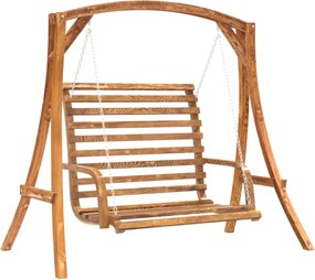 vidaXL Bancă balansoar, lemn masiv de molid cu finisaj din tec