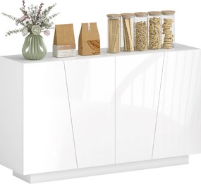 Dulap multifunctional HOMCOM cu 5 niveluri din PA alb cu polita reglabila pe 3 niveluri si baza inaltata, 150x40x88 cm | Aosom Romania