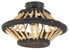 Plafoniera rustică din bambus cu negru 30 cm - Evalin