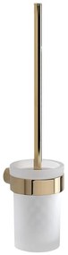Perie de WC albă/aurie de montat pe perete din sticlă Gedy Pirenei – Sapho
