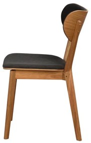 Scaun de dining din lemn de stejar cu șezut negru Rowico Cato, maro