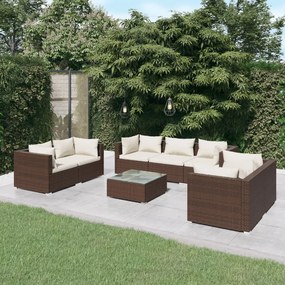 3102274 vidaXL Set mobilier de grădină cu perne, 8 piese, maro, poliratan