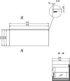 Dulap baie suspendat Cersanit Inverto 100 pentru lavoar incastrabil, stejar, cu placa ceramica CALACATTA 1000 mm