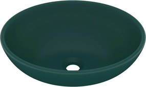 vidaXL Chiuvetă de lux, verde mat, 40 x 33 cm, ceramică, formă ovală