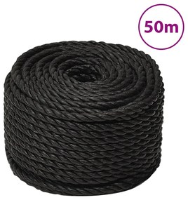 Franghie de lucru, negru, 20 mm, 50 m, polipropilena 1, Negru, 50 m, 20 mm