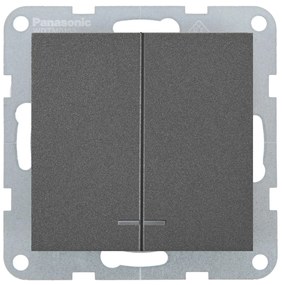 Intrerupator dublu cu led 10A, IP20, Grafit, Panasonic Karre Plus 55