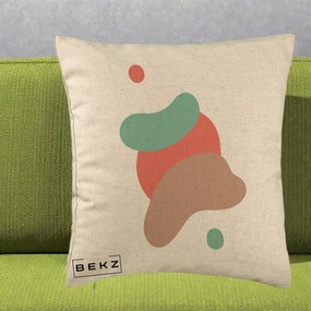 Perna Decorativa Abstract Forme Fluide Coral, 40x40 cm, Bej, Husa Detasabila, Perna Inclusa, BEKZ®