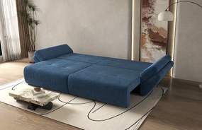 Canapea extensibilă dumonde cu ladă de depozitare si sezut confortabil din spuma high-density, Berlin Zoom Blue 300x100 cm