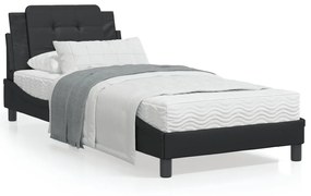 3208156 vidaXL Cadru de pat cu tăblie, negru, 90x200 cm, piele ecologică