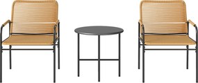 Outsunny Set bistro ratan 3 piese, set de ședere, mobilier de grădină cu 2 fotolii, masă de cafea 54 x 66 x 76 cm Galben | Aosom Romania