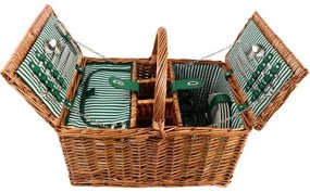 Coș de picnic Arôme pentru 4 persoane Dungi verzi,48 x 33 x 25 cm